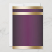 Gold Foil Stripes Dark Paars Wedding Kaart (Achterkant)