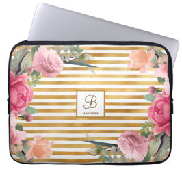 Gold Foil Stripes: een prachtig ventilatormonogram Laptop Sleeve