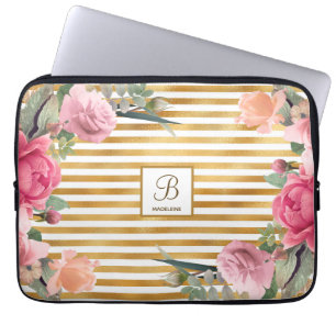 Gold Foil Stripes: een prachtig ventilatormonogram Laptop Sleeve