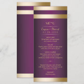 Gold Foil Stripes Elegant Paars Wedding Menu (Voorkant / Achterkant)