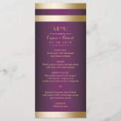 Gold Foil Stripes Elegant Paars Wedding Menu (Voorkant)