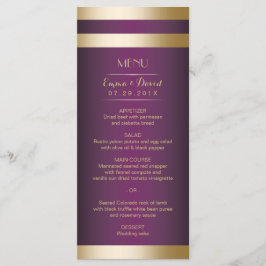 Gold Foil Stripes Elegant Paars Wedding Menu