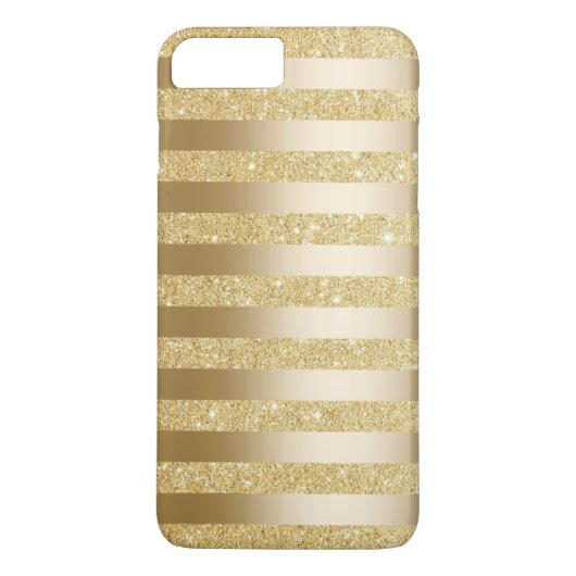 Gold Foil Stripes Faux Glitter iPhone 7 Plus Hoesj Case-Mate iPhone Case (Achterkant)