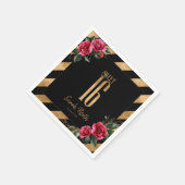 Gold Foil Stripes Floral Black ID757 Servet (Hoek)