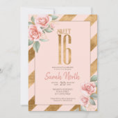 Gold Foil Stripes Floral Blush ID757 Kaart (Voorkant)