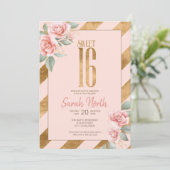 Gold Foil Stripes Floral Blush ID757 Kaart (Staand voorkant)