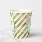 Gold Foil Stripes Floral Mint Green ID757 Papieren Bekers (Rechts)