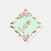 Gold Foil Stripes Floral Mint Green ID757 Servet (Hoek)