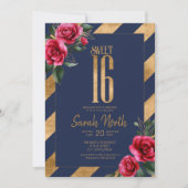 Gold Foil Stripes Floral Navy ID757 Kaart (Voorkant)