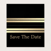 Gold Foil Stripes, foto Save the Date Card Visitekaartje (Buitenkant ongevouwen)