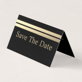 Gold Foil Stripes, foto Save the Date Card Visitekaartje (Voorkant)