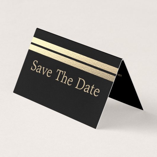 Gold Foil Stripes, foto Save the Date Card Visitekaartje (Voorkant)