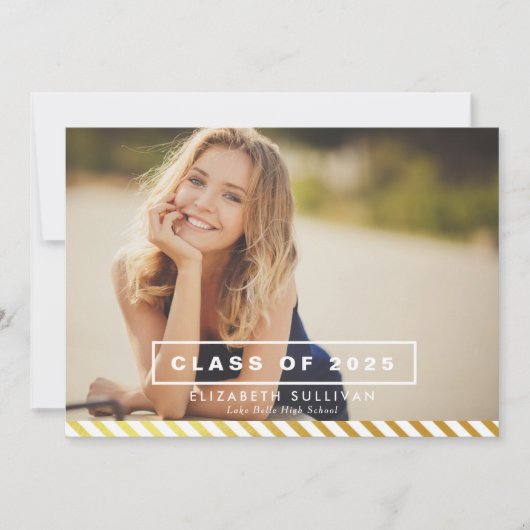 GOLD FOIL STRIPES | INSCHRIJVING VAN DE GRADUATIEP KAART (Voorkant)