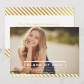 GOLD FOIL STRIPES | INSCHRIJVING VAN DE GRADUATIEP KAART (Voorkant / Achterkant)