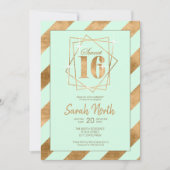 Gold Foil Stripes Lijst Sweet 16 Mint ID758 Kaart (Voorkant)