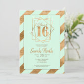 Gold Foil Stripes Lijst Sweet 16 Mint ID758 Kaart (Staand voorkant)