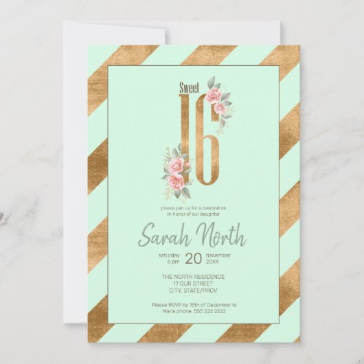 Gold Foil Stripes Mint ID756 Kaart (Voorkant)