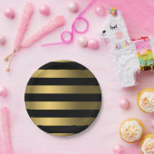 Gold Foil stripes op zwart-witpapier Bord (Feest)