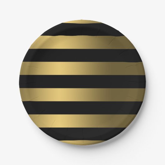 Gold Foil stripes op zwart-witpapier Bord (Voorkant)