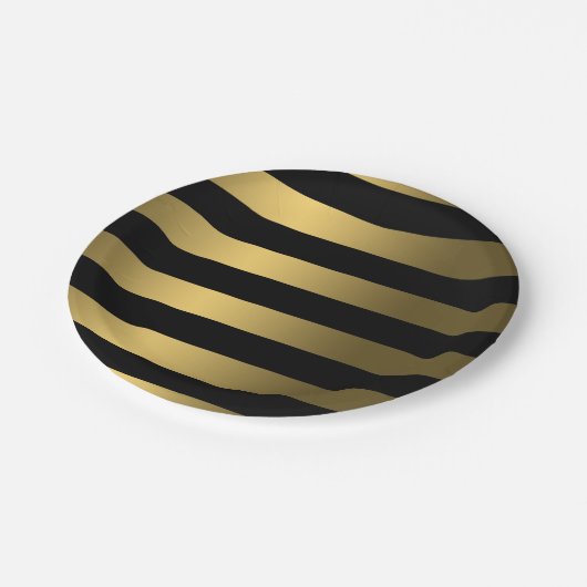 Gold Foil stripes op zwart-witpapier Bord (Gekanteld)