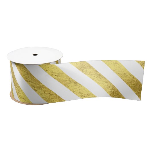 Gold Foil Stripes Satijnen Lint (Spoel)