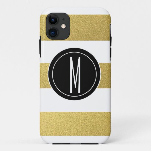 GOLD FOIL STRIPES | ZWARTE MONOGRAM Case-Mate iPhone CASE (Achterkant)