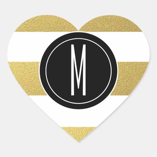 GOLD FOIL STRIPES | ZWARTE MONOGRAM HART STICKER (Voorkant)