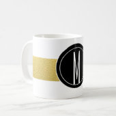 GOLD FOIL STRIPES | ZWARTE MONOGRAM KOFFIEMOK (Voorkant links)
