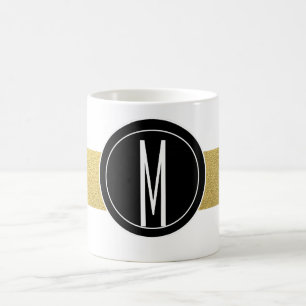 GOLD FOIL STRIPES   ZWARTE MONOGRAM KOFFIEMOK