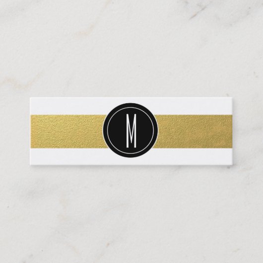 GOLD FOIL STRIPES | ZWARTE MONOGRAM MINI VISITEKAARTJE (Voorkant)