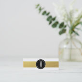 GOLD FOIL STRIPES | ZWARTE MONOGRAM MINI VISITEKAARTJE (Staand voorkant)
