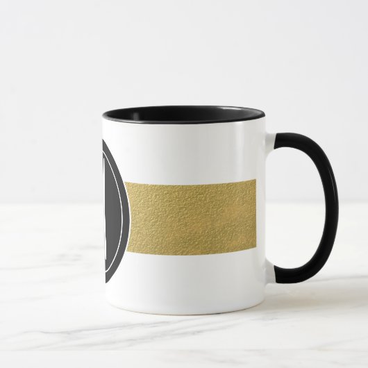 GOLD FOIL STRIPES | ZWARTE MONOGRAM MOK (Rechts)