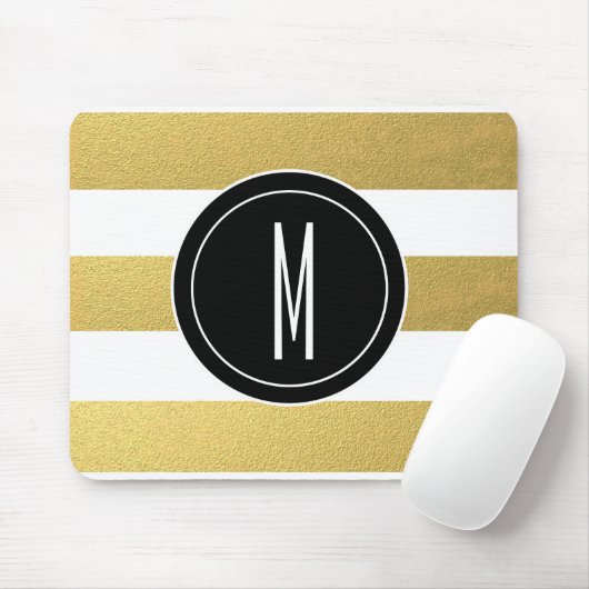 GOLD FOIL STRIPES | ZWARTE MONOGRAM MUISMAT (Met muis)