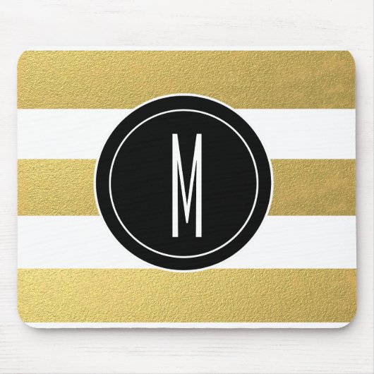 GOLD FOIL STRIPES | ZWARTE MONOGRAM MUISMAT (Voorkant)