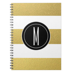 GOLD FOIL STRIPES   ZWARTE MONOGRAM NOTITIEBOEK
