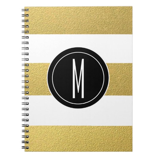 GOLD FOIL STRIPES | ZWARTE MONOGRAM NOTITIEBOEK (Voorkant)