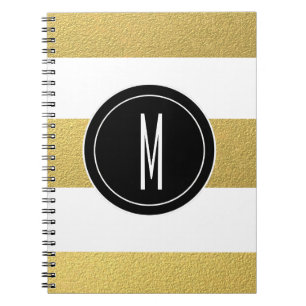 GOLD FOIL STRIPES   ZWARTE MONOGRAM NOTITIEBOEK