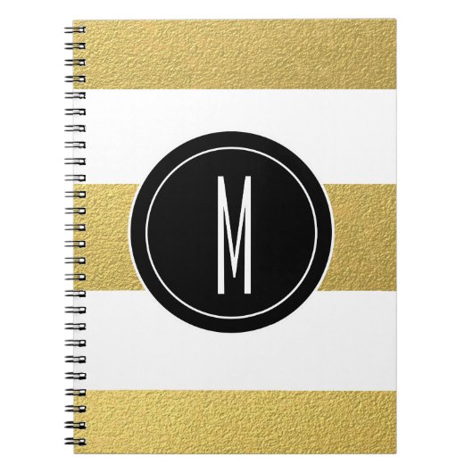 GOLD FOIL STRIPES | ZWARTE MONOGRAM NOTITIEBOEK (Voorkant)
