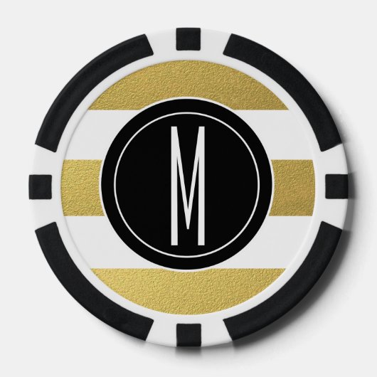 GOLD FOIL STRIPES | ZWARTE MONOGRAM POKERCHIPS (Voorkant)