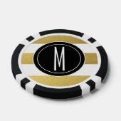 GOLD FOIL STRIPES | ZWARTE MONOGRAM POKERCHIPS (Enkel)