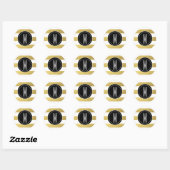 GOLD FOIL STRIPES | ZWARTE MONOGRAM RONDE STICKER (Vel)