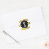 GOLD FOIL STRIPES | ZWARTE MONOGRAM RONDE STICKER (Envelop)