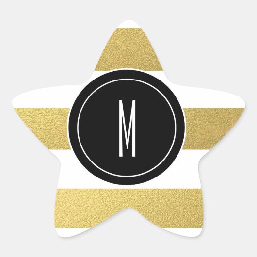 GOLD FOIL STRIPES | ZWARTE MONOGRAM STER STICKER (Voorkant)