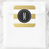 GOLD FOIL STRIPES | ZWARTE MONOGRAM VIERKANTE STICKER (Tas)