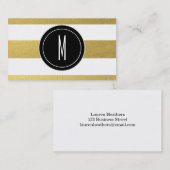 GOLD FOIL STRIPES | ZWARTE MONOGRAM VISITEKAARTJE (Voorkant / Achterkant)