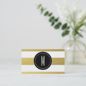 GOLD FOIL STRIPES | ZWARTE MONOGRAM VISITEKAARTJE (Staand voorkant)