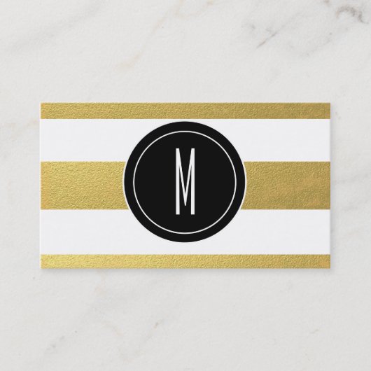 GOLD FOIL STRIPES | ZWARTE MONOGRAM VISITEKAARTJE (Voorkant)