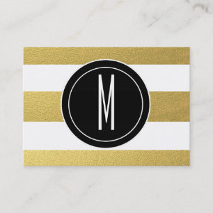 GOLD FOIL STRIPES   ZWARTE MONOGRAM VISITEKAARTJE