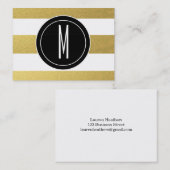 GOLD FOIL STRIPES | ZWARTE MONOGRAM VISITEKAARTJE (Voorkant / Achterkant)