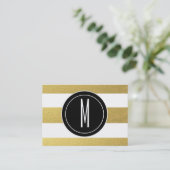 GOLD FOIL STRIPES | ZWARTE MONOGRAM VISITEKAARTJE (Staand voorkant)
